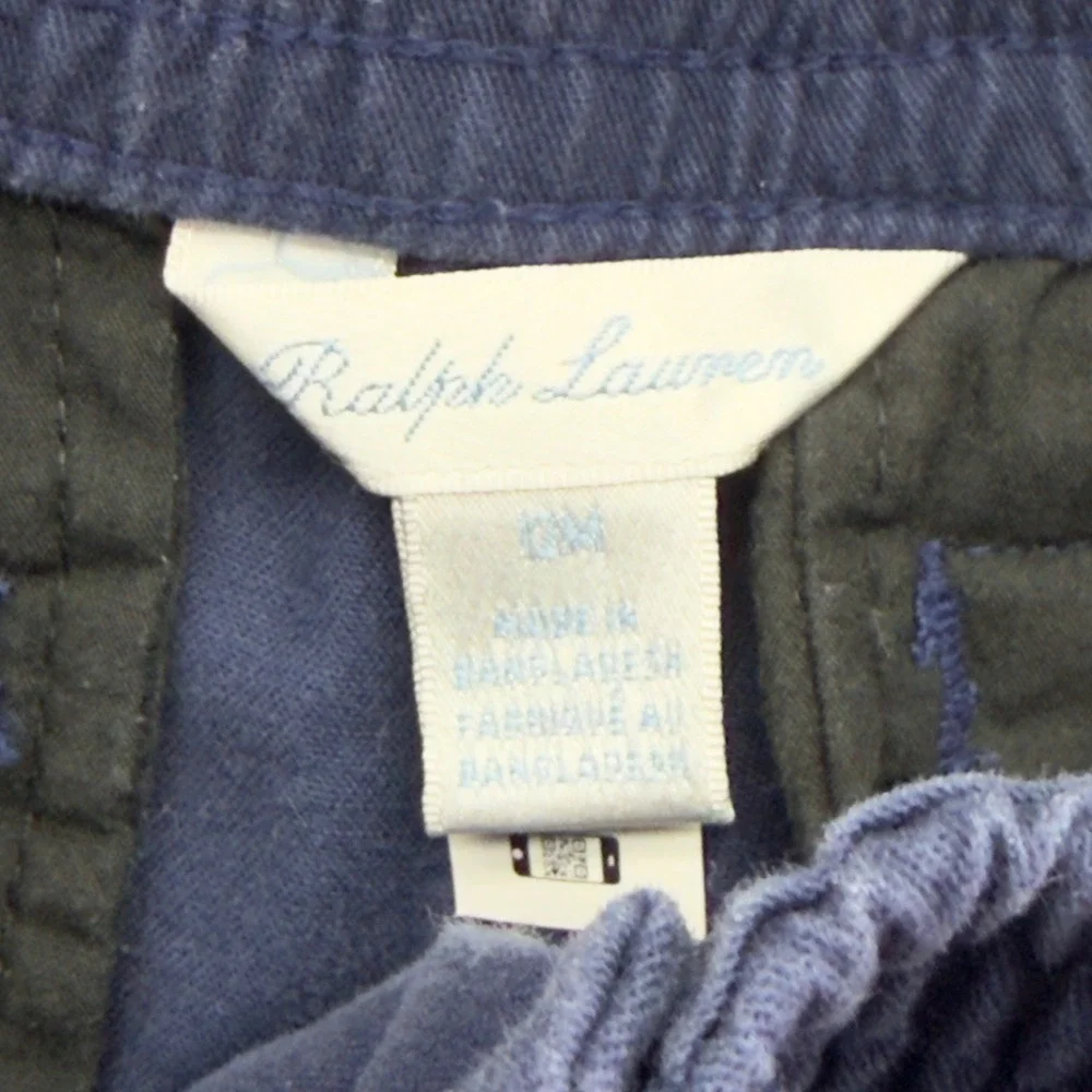 Ralph Lauren Baby Boys Navy Blue Chino Pants Elastic Waist Red Pony‎ 12M